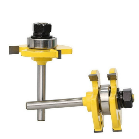 Joernso 2Pcs 3-Teeth Tongue Groove Joint Assembly Router Bit Set Woodwork Cutting Tool