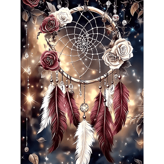 CSZPPQAF Diamond Painting Kits for Adults,Dream Catcher DIY Full Round Drill 5D Diamond Art Kit for Stress Relief Home Decor Gift with Tools