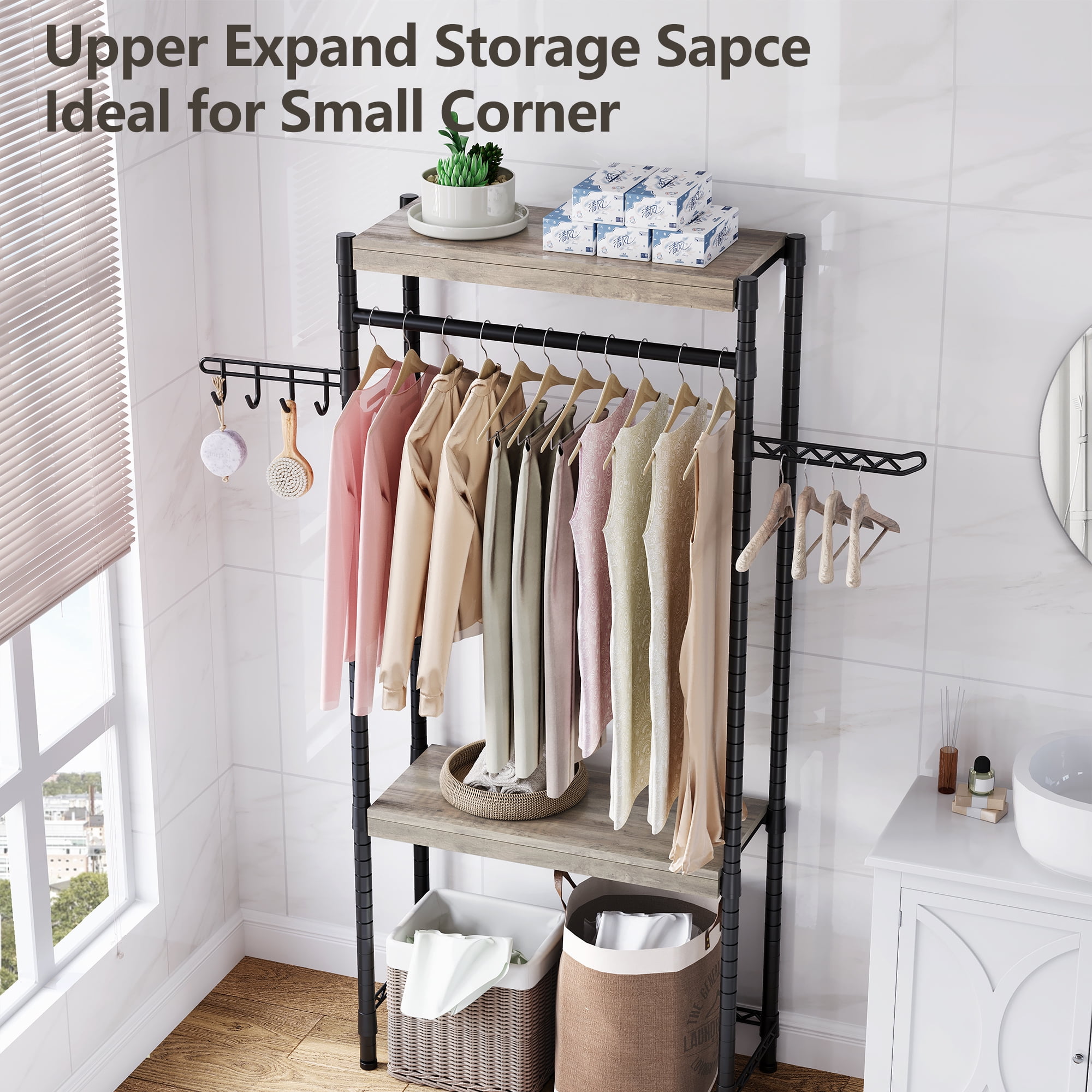 Dropship The Washer And Dryer Storage Shelf, , Bathroom Space Saving Rack,  Closet Organizer Metal Garment Rack Portable Clothes Hanger Home Shelf to  Sell Online at a Lower Price