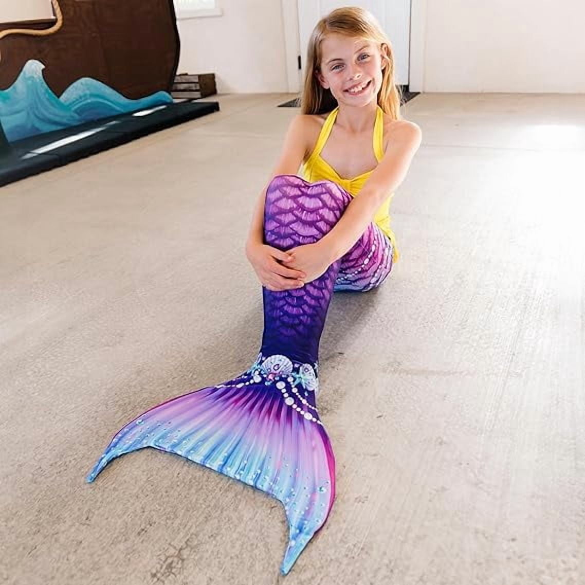 Fin Fun Fantasy Mermaid Tail for Girls and Boys, Monofin for Swimming Included, fits Youth Large to XLarge - Purple - New Edition