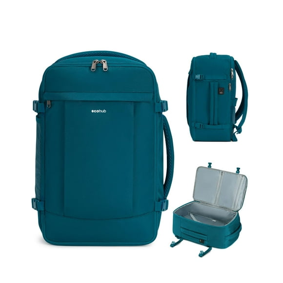Mochila de viaje ECOHUB de 30 litros con carga USB para portátil de 15,6 pulgadas, color azul