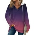 thumbnail image 6 of jobturf Womens Hoodies Drawstring V&nbsp;Neck T Shirts Fall Winter Fashion Long Sleeve Tops Casual Loose Side Slit Hooded Sweatshirt with Pocket, 6 of 9