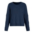 thumbnail image 4 of vigerkar Women's Oversized Crewneck Cable Knit Sweaters Fall Fashion Clothes (Navy, L), 4 of 5