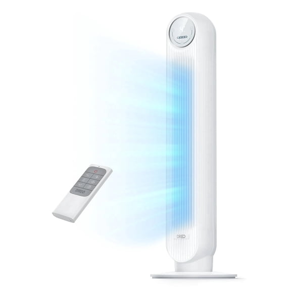 DREO Tower Fan, Quiet Fan with Remote, 90° Oscillating, 4 Modes, 4 Speeds, 8H Timer, White