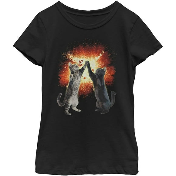 LOST GODS Girls Cat High Five Explosion T-Shirt