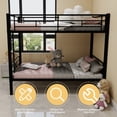 thumbnail image 2 of Twin Over Twin Metal Bunk Bed Metal Structure Bedframe with Ladders & Guardrail,Convertible 2 Beds,No Spring Box Required, 2 of 6