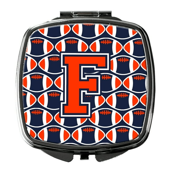 Letter F Football Orange Blue and white Compact Mirror CJ1066-FSCM