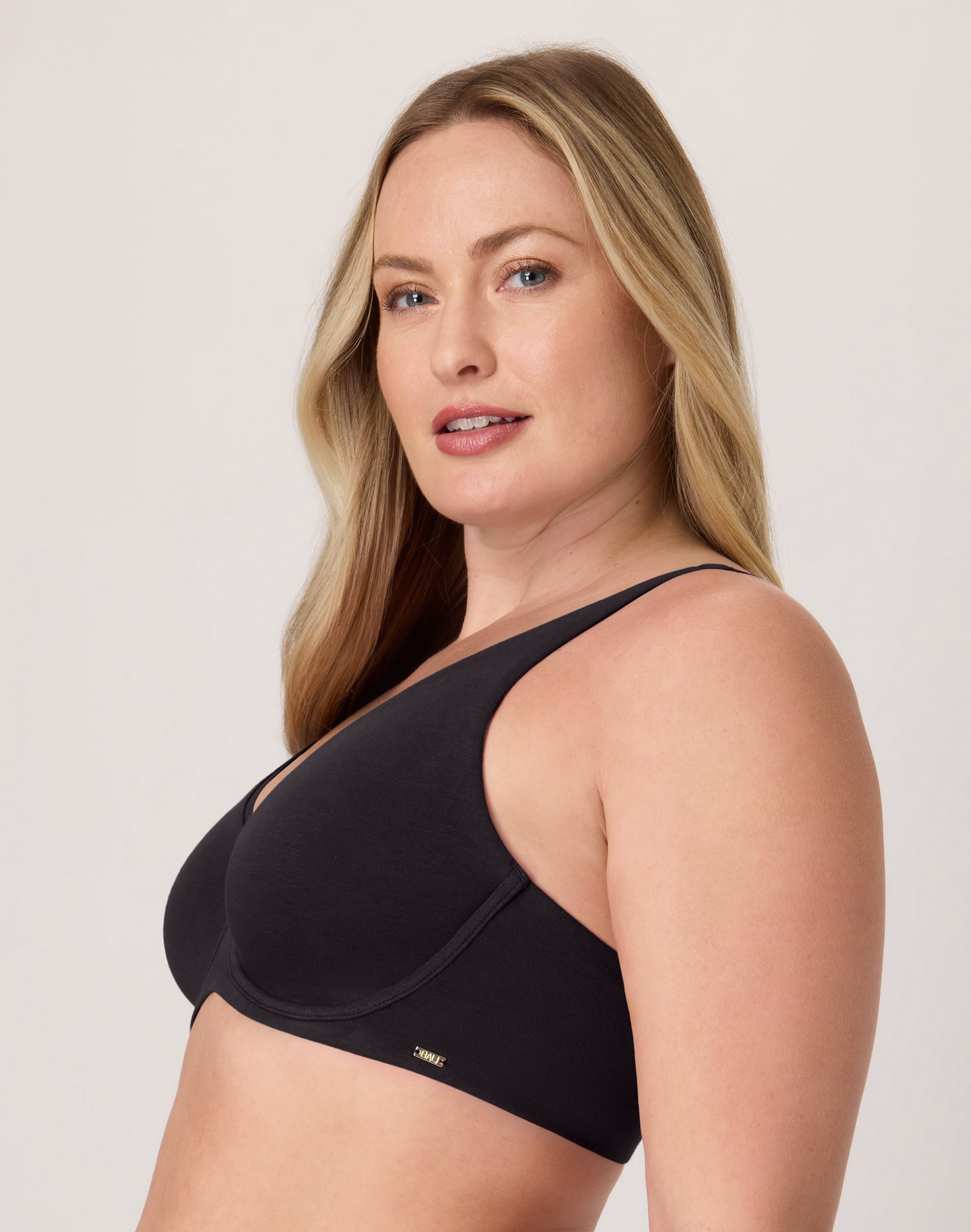 Women's Bali DF8131 Cotton Collection 2-Ply Underwire Bra (Black 34DD)