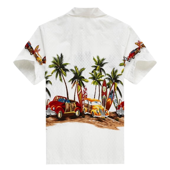 Boy Hawaiian Aloha Luau Shirt and Shorts 2 Piece Cabana Set in Off White Cars 4