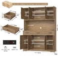 thumbnail image 6 of Homfa Kitchen Pantry with Hutch and Drawers, 71" Tall Storage Cabinet with 55" Wide Countertop and Built-In Power Outlet, Farmhouse Coffee Bar for Dining Room, Rustic Brown, 6 of 8