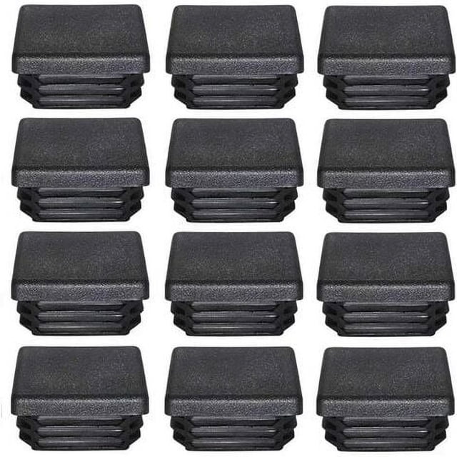 (12 uds) Bouchon Plastique 50x50mm Embout Tube Carre Noir Plastique Embout Bouchons D'obturation pour Pies de Meuble Trampoline 12 Uds