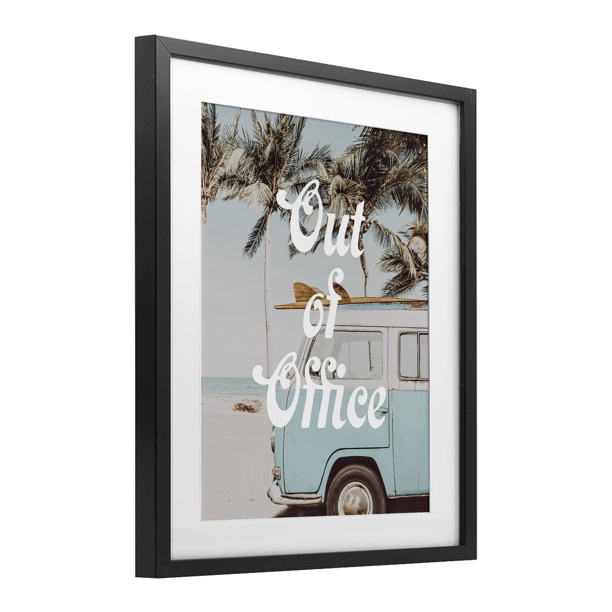 Stupell Industries Retro Out Of Office Beach Black Framed Print Under Glass, design by Lil' Rue
