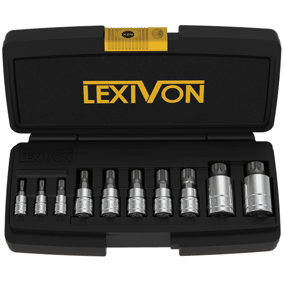 LEXIVON Xzn Triple Square Spline Bit Socket Set, Premium S2 Alloy Steel , 10-Piece European Style M4 - M18 Set , Enhanced Storage Case (Lx-145)