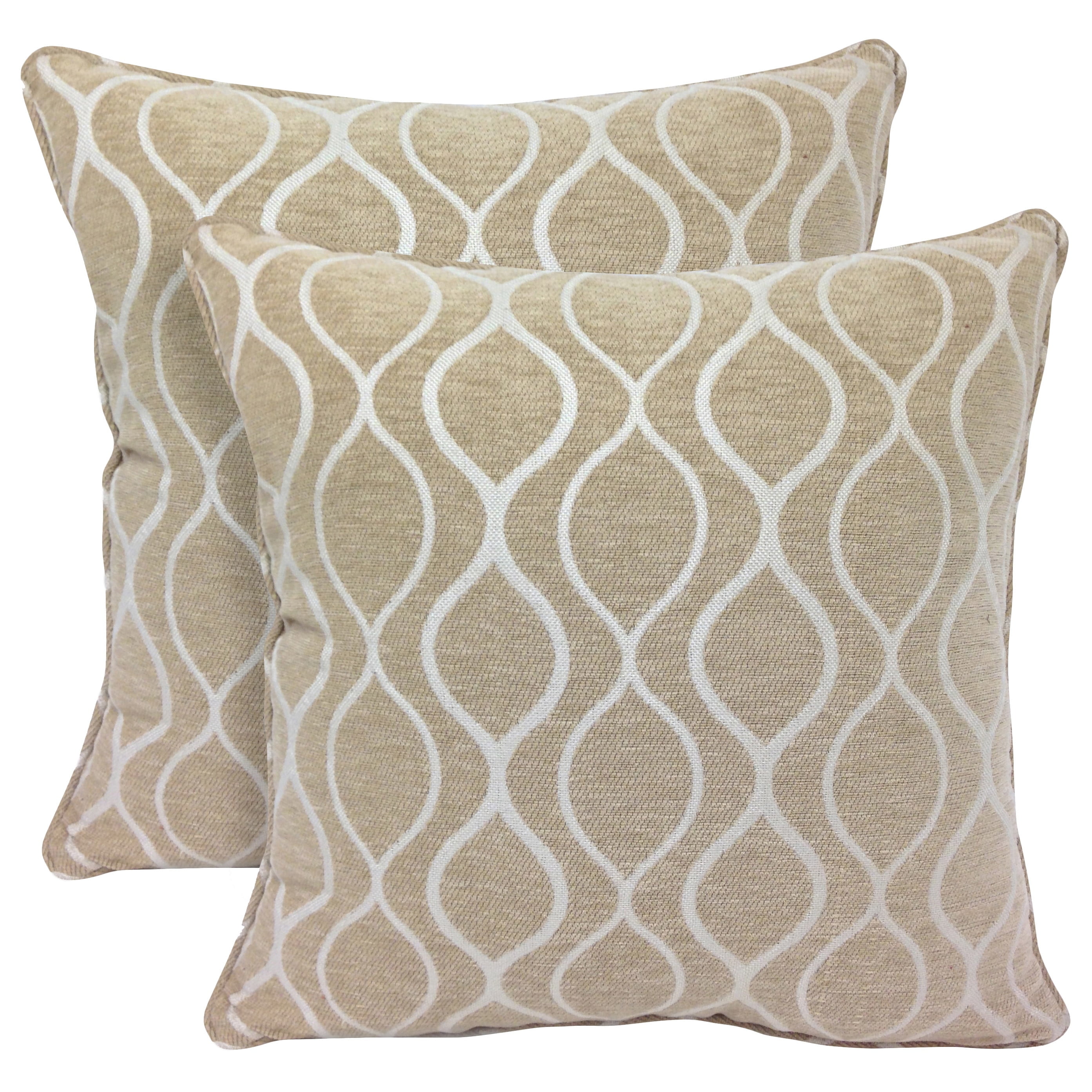Arlee Gemma Chenille Geometri c20inch Toss Pillow (Set of 2) Tan