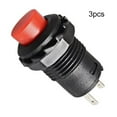 thumbnail image 3 of Interrupteur à Bouton 12V-250V pour Verrouillage de Voiture Marche-Arrêt 3 Pcs Bouton Poussoir de Tableau de Bord Bateau Rond Spst Autobloquant Neuf Rouge, 3 of 5