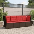 ALmi Patio Sofa Corner with Cushions Brown Poly Rattan