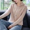 thumbnail image 1 of Suéter de punto para mujer, con capucha, suelto, de manga larga, para otoño e invierno, suéter con capucha, camisa básica, 1 of 6