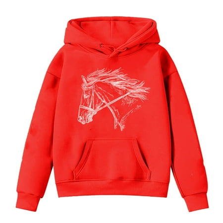 Wangmeiwg Kids Horse Print Long Sleeve Hoodies 6t Boys Clothes