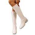thumbnail image 3 of Women Knee High Stretched Leather Boots Round Toe Side Zipper Mid Calf Boots, 3 of 8