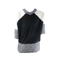 thumbnail image 2 of One A Black Color Blocked Textured V-Neck Dolman Sweater S, 2 of 2