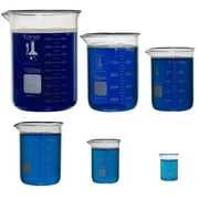 Karter Scientific 213A2 Borosilicate Glass Low Form Glass Beaker, 10/50/100/250/500/1000 mL (Pack 6)