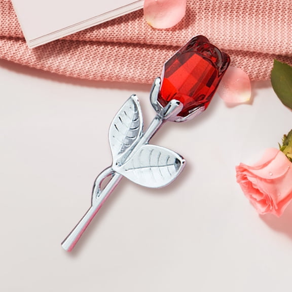 Glass Rose Mini Crystal Flower with Box, Romantic Crystal Rose Forever Gifts, for Wedding Anniversary/Wife, Valentine's Day/Birthday/Wedding, 2 Pack