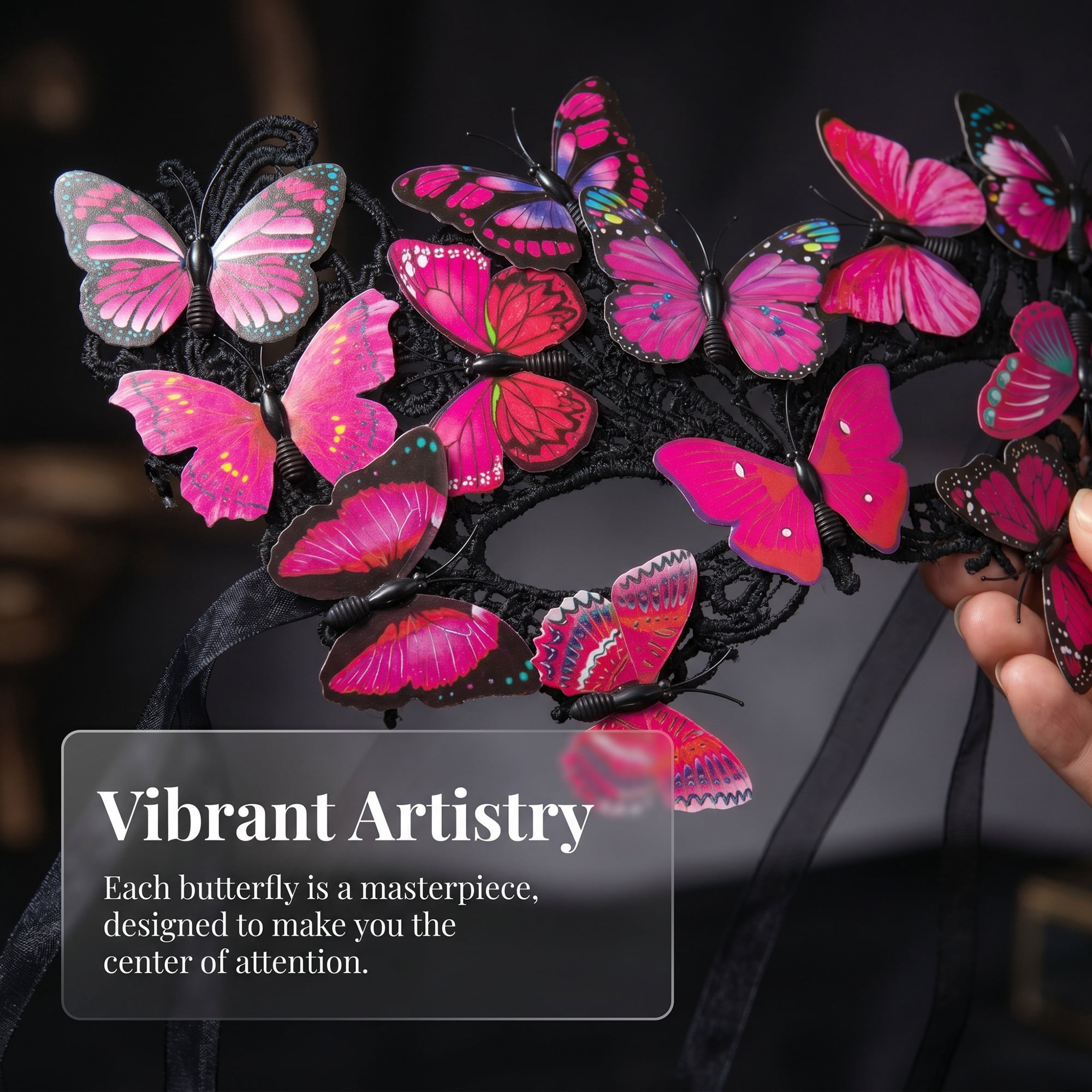Unique Bargains Butterfly Masquerade Venetian Mask for Costume Party Rose 9.8" x 7.1"