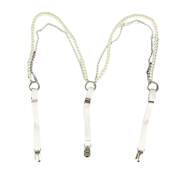 Versatile Blingbling Pearls Rhinestones Suspenders Perfect for Weddings Modern Pearls Chian
