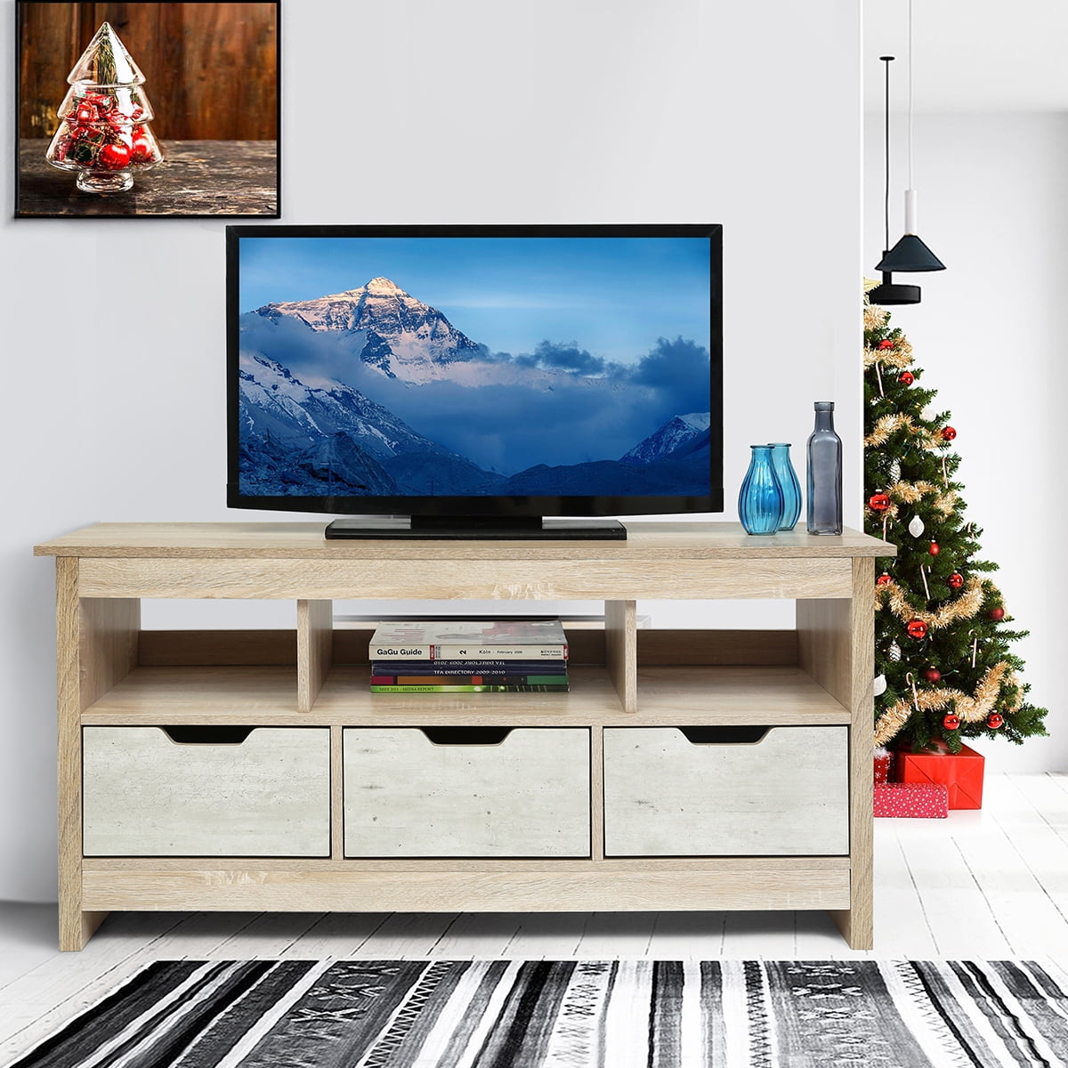 Topcobe TV Console Table Storage Cabinet Mid Century Modern TV Stand 