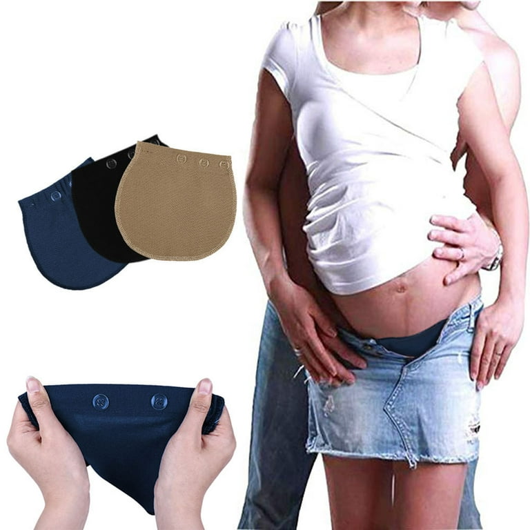 Farfi Elastic 3 Buttons Maternity Pregnancy Waistband Trouser Pant Waist  Extender Belt (Khaki) 