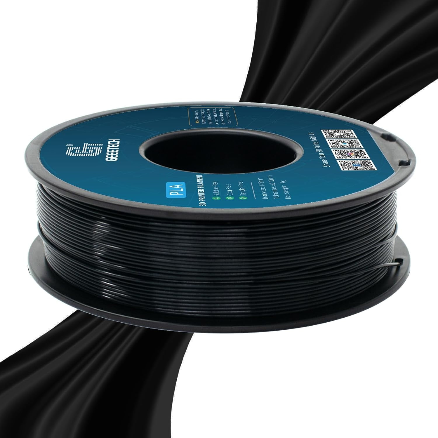 Silk PLA Filament 1.75mm for 3D Printer, Metal-Like Shiny 3D Filament 1kg (2.2lbs) 1 Spool, Dimensional Accuracy +/- 0.02 mm, Silk Black