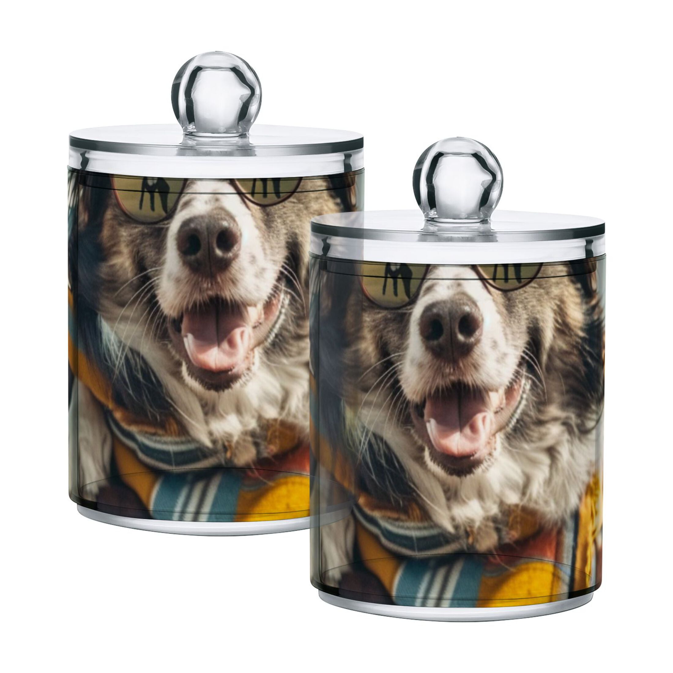 Ckdifva Traveling Dog Storage Jar with Lid Acrylic Organization Storage Containers Set of 4