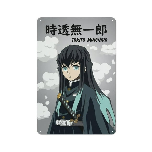 Muichiro Tokito Hashira Hanging Picture Tin Hanging Picture Wall Poster Metal Painting Creativity Poster Home Decor Painting Anime Goods Gift 30x20cm