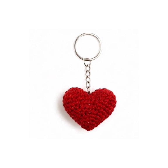 Handmade Crochet Heart Shape Keychain – Cute Soft Knitted Key Ring Charm for Bags, Keys & Gifts