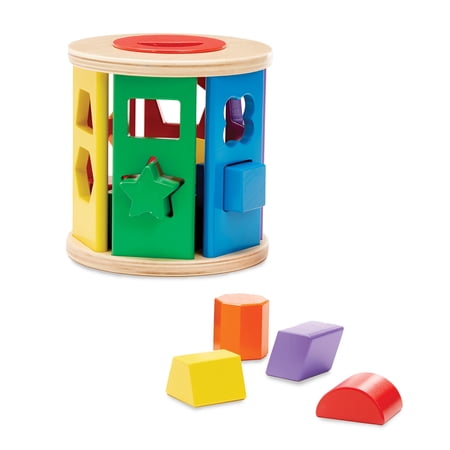 Melissa & Doug Match and Roll Wooden Shape Sorter Skill-Building Learning Toy With 13 Pcs