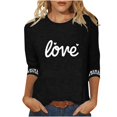 thumbnail image 2 of Xuyuer Abstract Print 3/4 Sleeve Loose Tee - Women's Casual Round Neck 3/4 Sleeve Top for Weekend Farmers Market Visits, Creative Studio Outings, and Relaxed Artistic Daily Wear, 2 of 5
