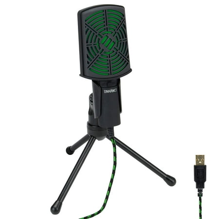 ENHANCE USB Condenser Microphone Gaming Mic - Computer Desktop Mic for Streaming & Recording with Adjustable Stand and Mute Switch - for Skype, Conference Calls, Twitch, YouTube, and Discord -