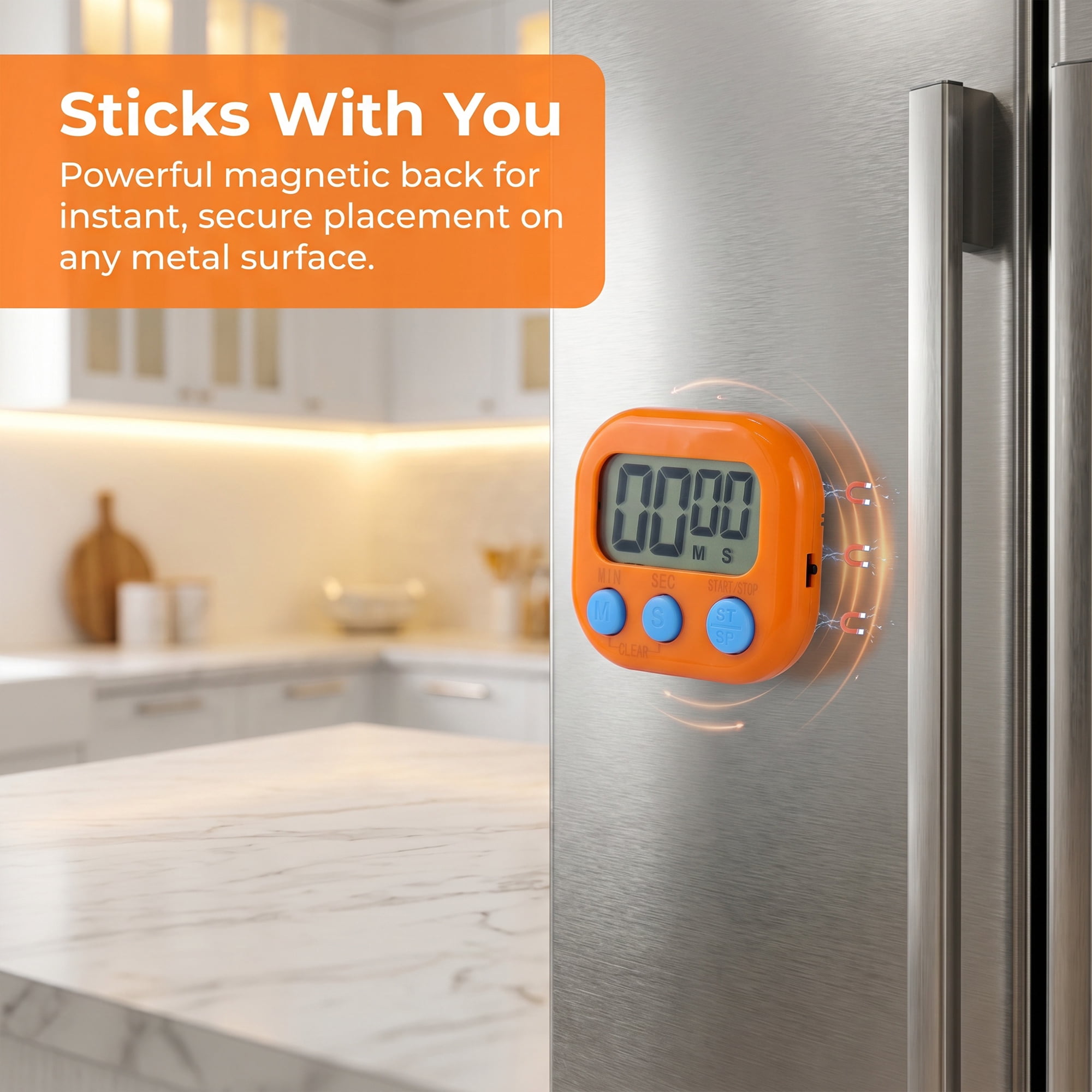 Unique Bargains Loud Alarm Magnetic Backing Cooking Study Kitchen Timer Orange