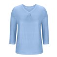 thumbnail image 6 of Delliss Women's Trendy V Neck Blouse Casual 3/4 Sleeves Top Light Blue XXL, 6 of 6