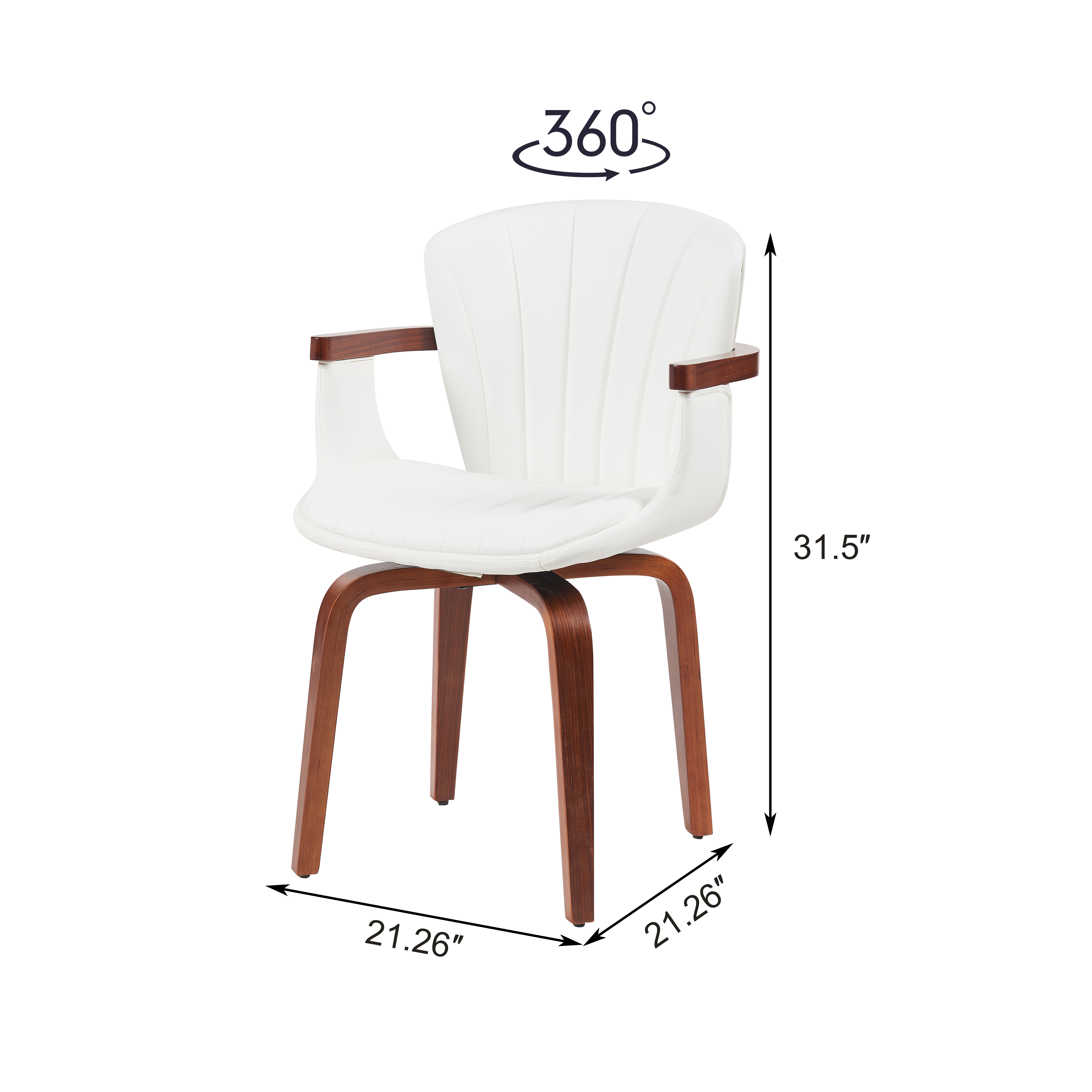 Euroco Swivel Dining Chairs Set of 2,Upholstered Modern Kitchen Side Chairs for Vanity, Living Room,White