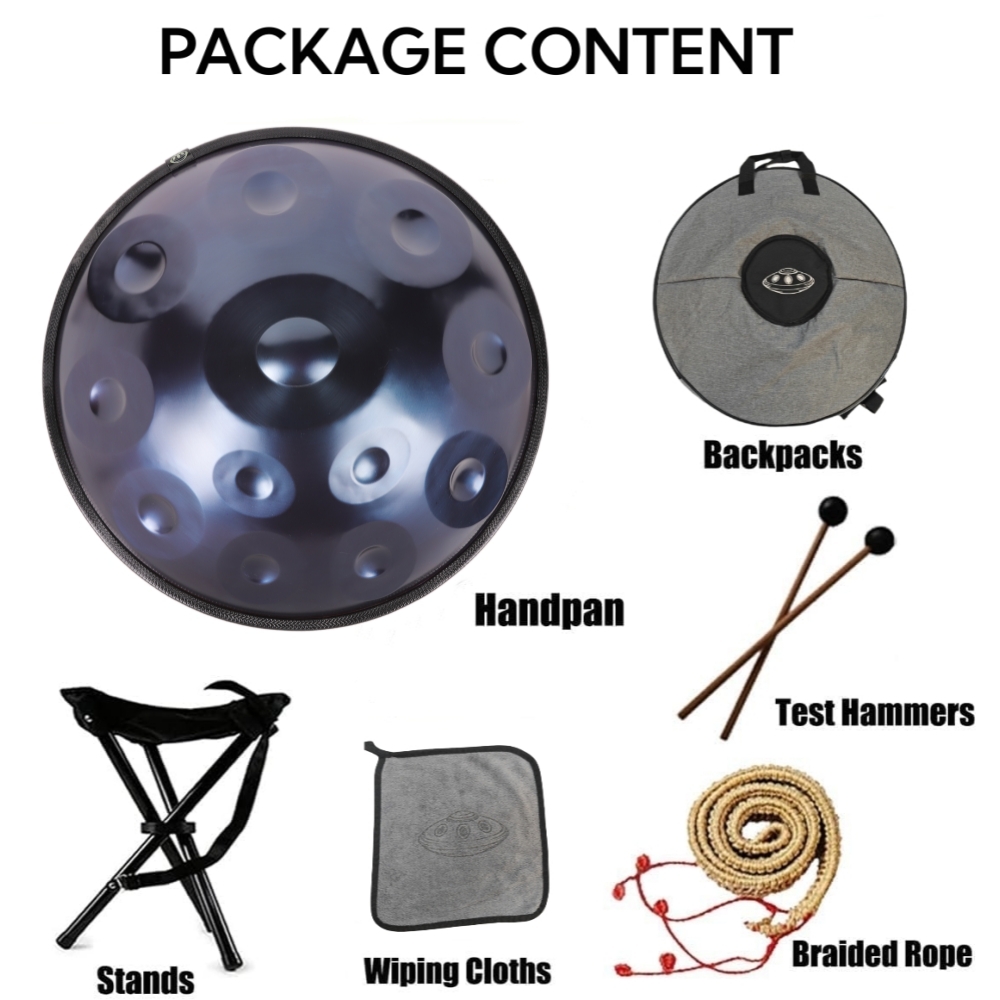 Blue 12 Note Handpan in D Minor 440HZ 22 Inche  Steel drum percussion instrument