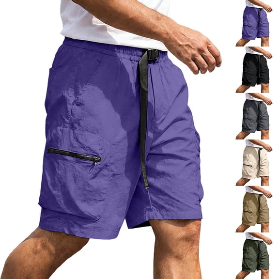 cllios Mens Hiking Shorts with Belt Zipper Pockets Quick Dry Outdoor Shorts Big and Tall Cargo Short for Men Summer Activity Black L