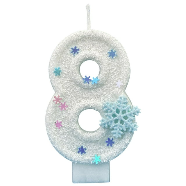 Leodye 1PCS 0-9 Snowflake Digital Candles - Paper Cake Decorations for Kids’ themed Birthdays -2.75x1.57in