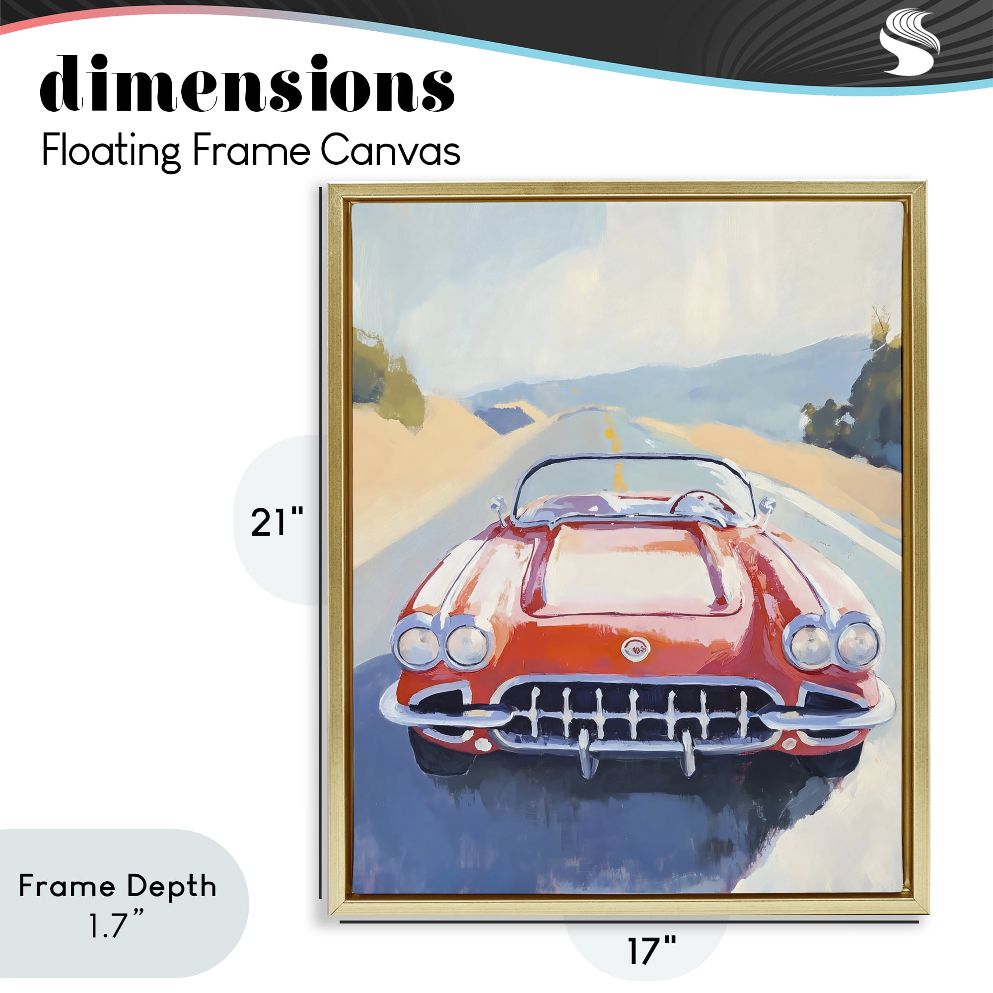 Stupell Industries Red Sports Car on Journey Gold Framed Floater Canvas Wall Art, design by The Prints Vibe