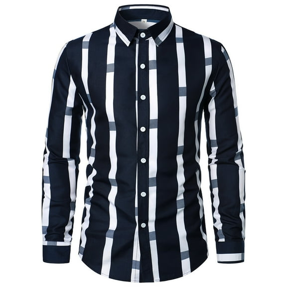 IROINNID Long Sleeve Shirts for Men Cozy Shirt Business Turndown Collar Blouse & Shirt Reduced,Navy