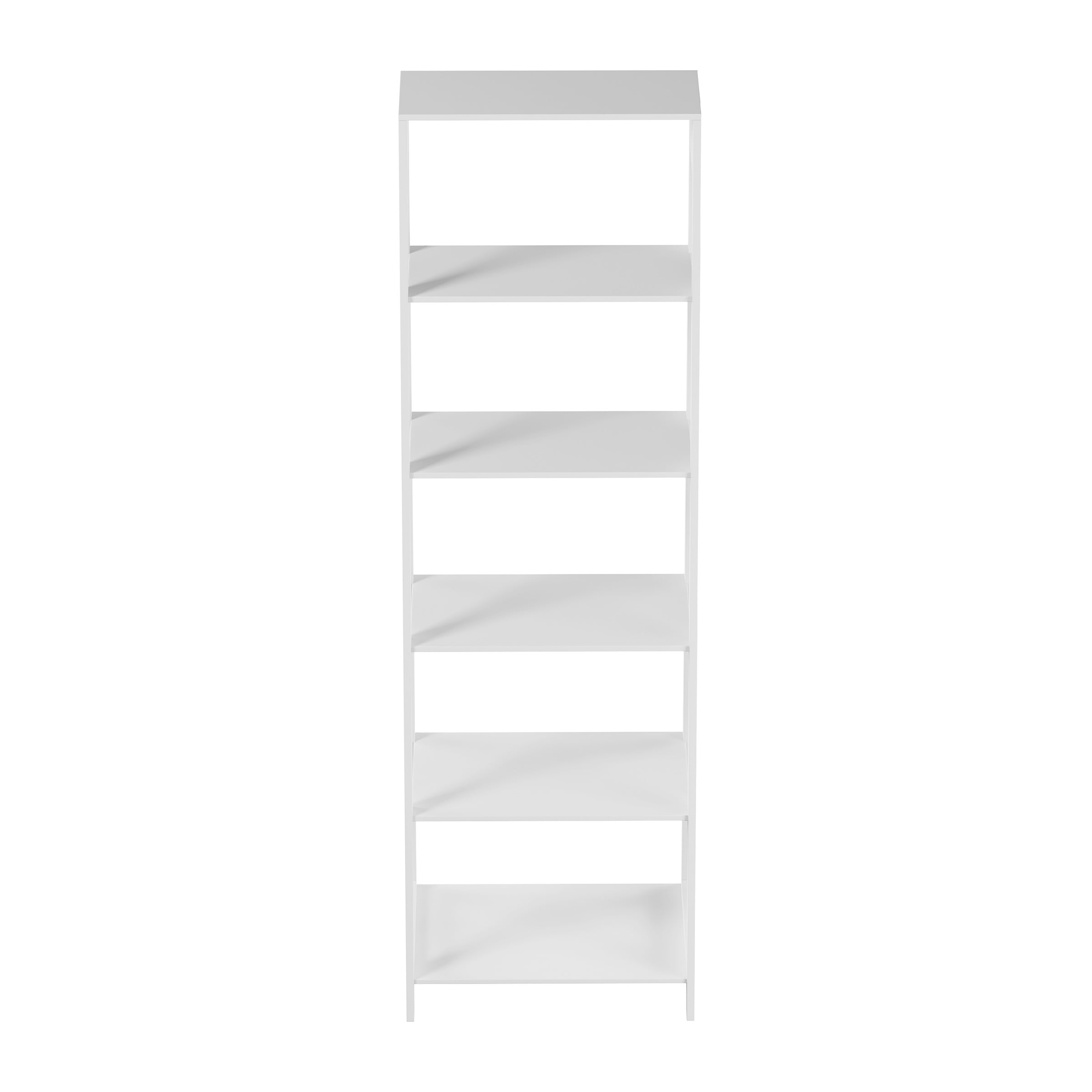 Lavish Home 5-Tier Ladder Bookshelf - Freestanding Wooden Bookcase Frame with Leaning Look - Shelves for Home and Office Storage, White