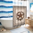 thumbnail image 5 of No Hook Shower Curtain, Western Texas Star Vintage Shower Curtains for Bathroom with See Through Top Window, Rustic Wreath Black Beige Plaid Waterproof & Washable Bath Curtain Narrow 54"x78", 5 of 9
