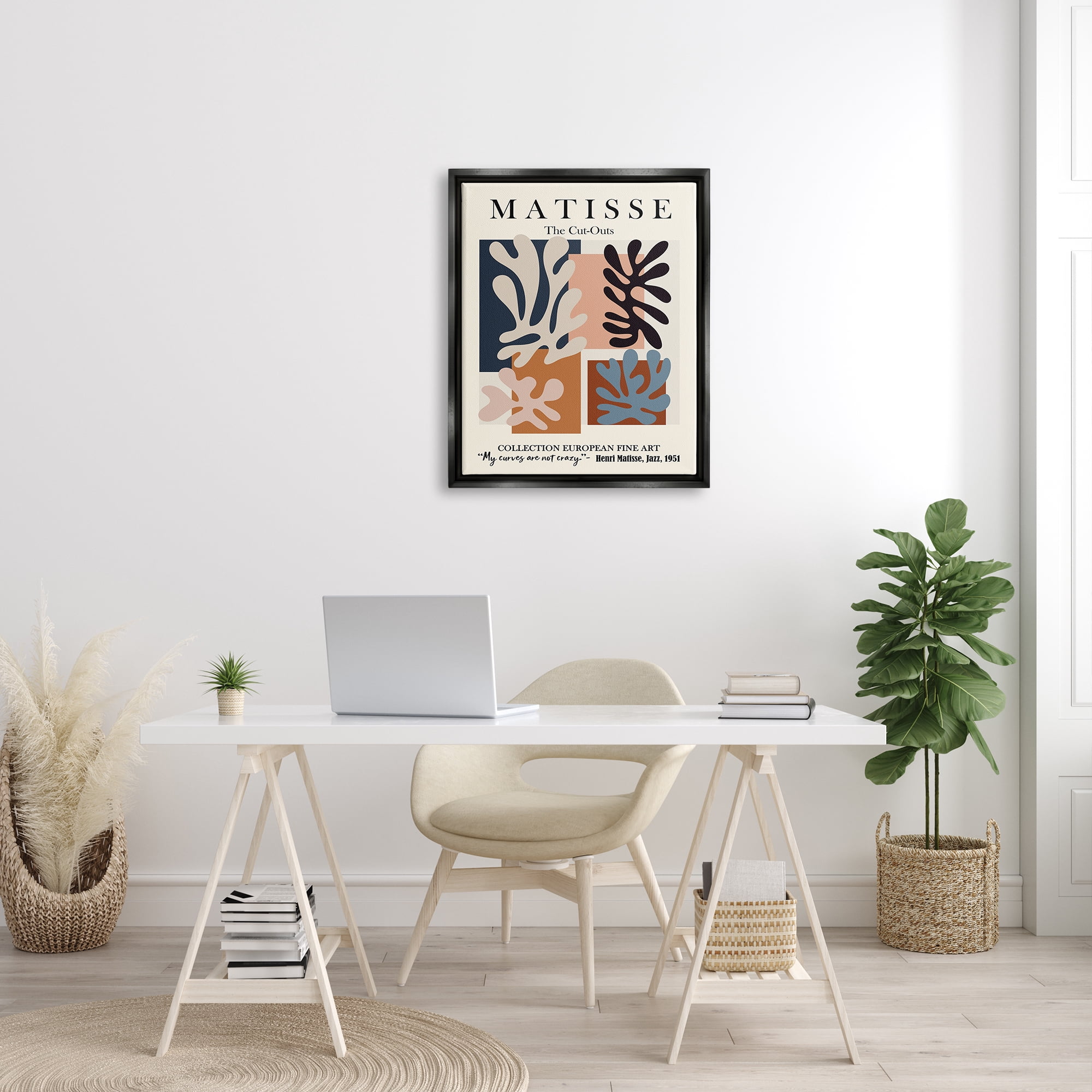 Stupell Industries Matisse Traditional Jazz Abstract Cut Out Forms Jet Black Framed Floating Canvas Wall Art, 24x30, by Ros Ruseva
