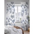 thumbnail image 3 of Sheer Curtains 84 Inches Long 2 Panels Set for Living Room, Navy Blue Coastal Semi Sheer Curtains for Windows, Nautical Starfish Coral Shell Ocean Summer Voile Window Treatments Rod Pocket Curtain, 3 of 7