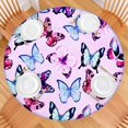thumbnail image 2 of Pink Butterfly Pattern Round Fitted Tablecloth with Elastic Edge,Dining Table Cover Waterproof,Outdoor Round Tablecloth for Camping,Dining,Indoor and Outdoor, 2 of 7